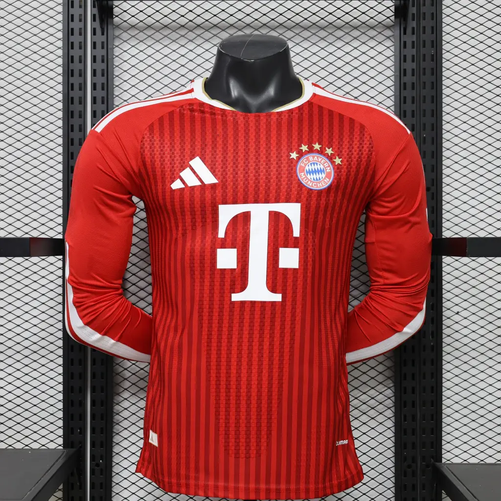 Camisa Bayern de Munique 26/27 - Jogador Manga Longa Adidas - Vermelho