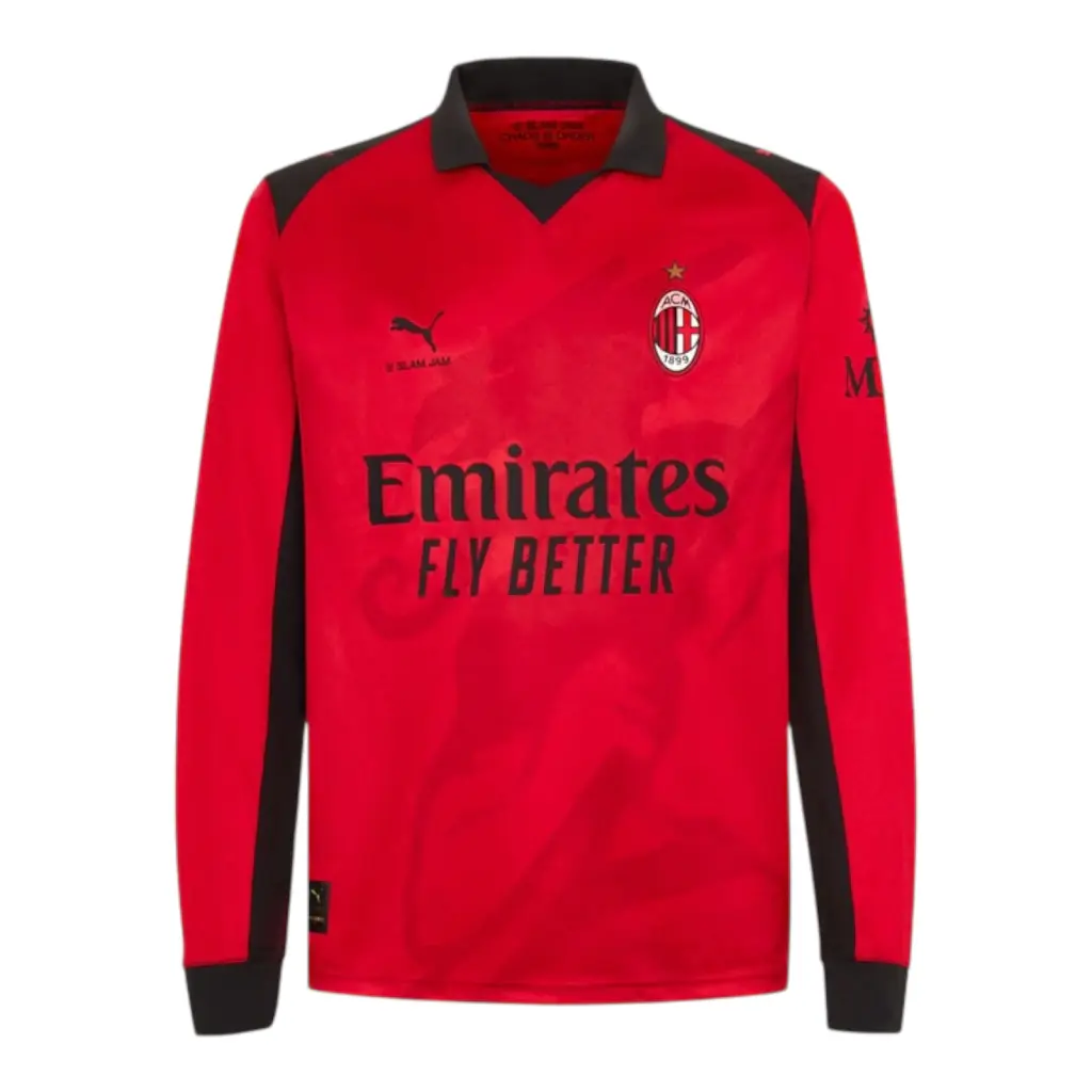 Camisa AC Milan Edição especial Slam Jam IV 26/27 manga longa - Torcedor Puma Masculina - Vermelha e preta