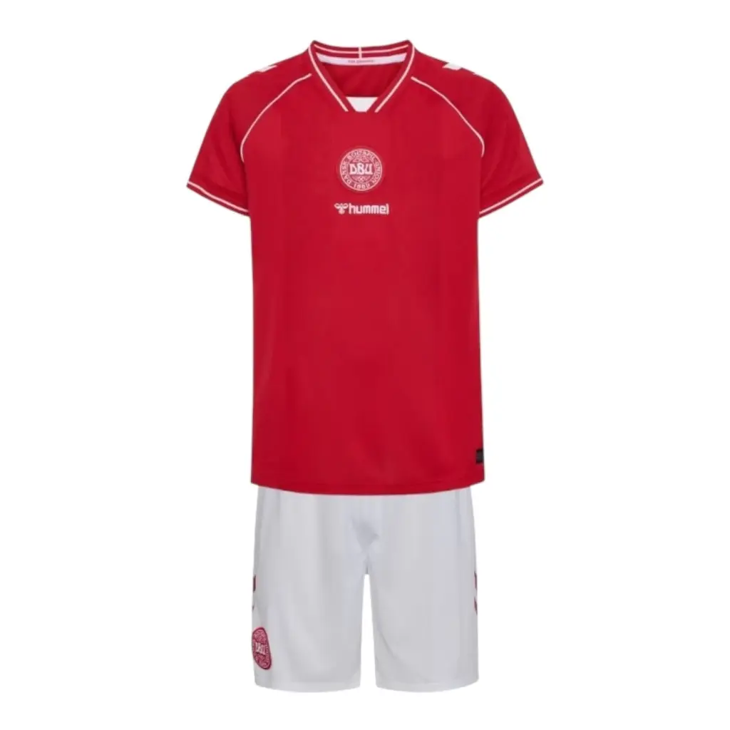 Kit Infantil Seleção Dinamarca I 26/27- Hummel - Vermelho e branco
