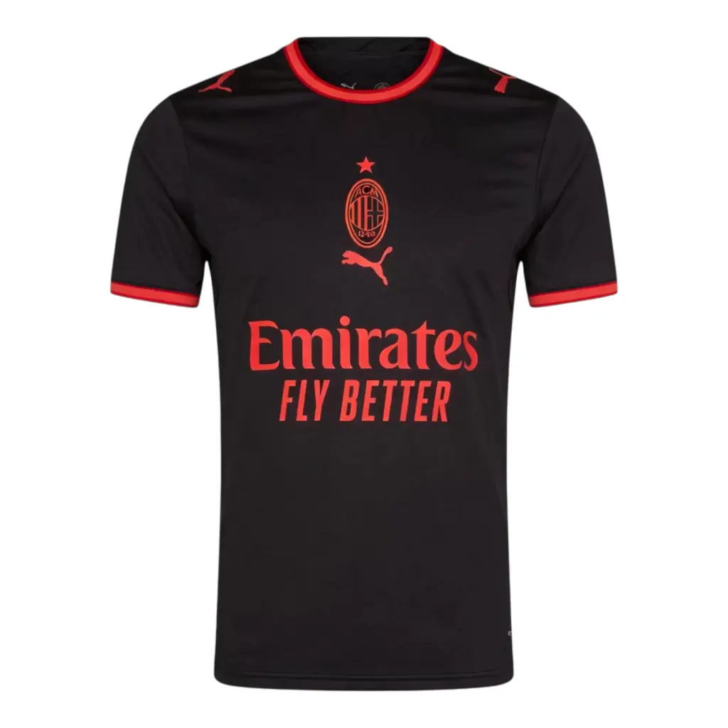 Camisa AC Milan III 26/27 - Torcedor Puma Masculina - Preta com detalhes em vermelho