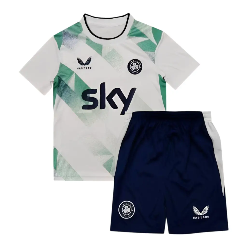 Kit Infantil Seleção Irlanda II 26/27 - Castore - Branca e azul com detalhes em verde — imagem 1