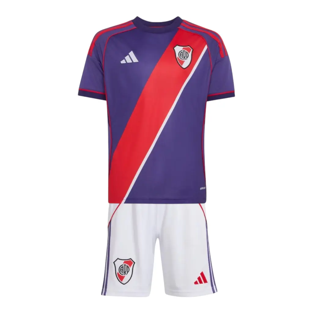 Kit Infantil River Plate III 26/27 - Adidas - Roxo e branco com detalhes em vermelho