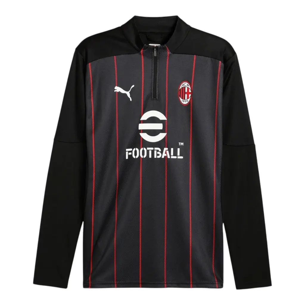 Camisa AC Milan Pré-jogo 26/27 manga longa - Torcedor Puma Masculina - Preta com detalhes em vermelho