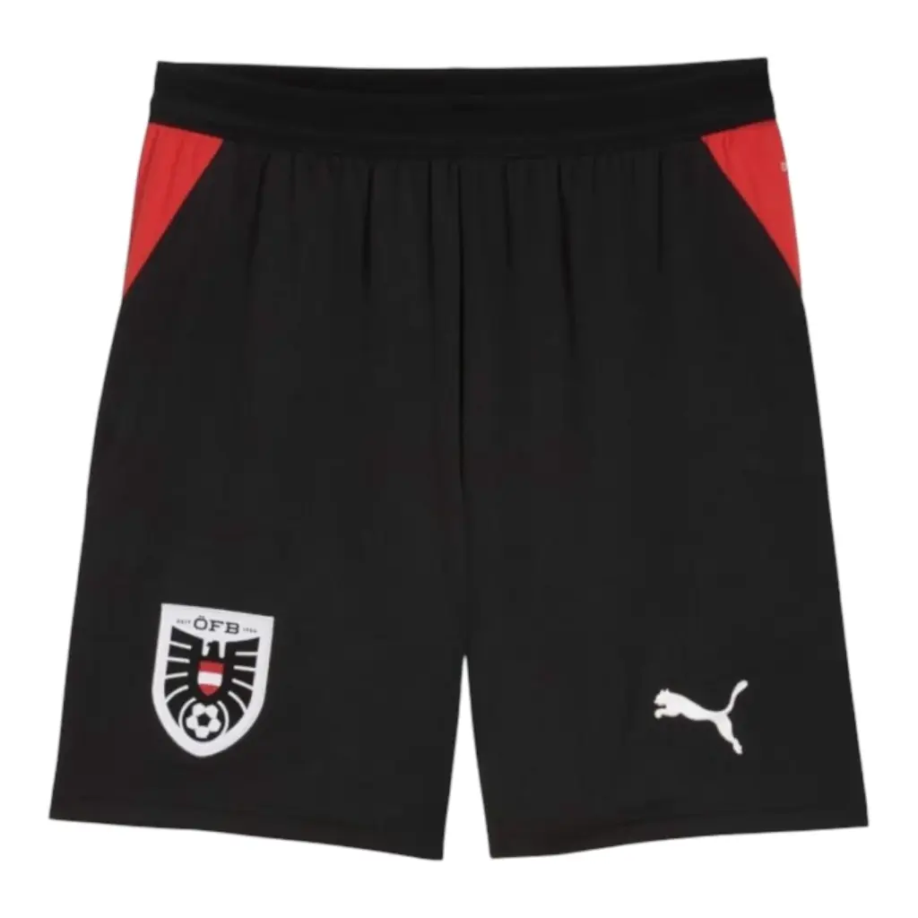 Short Seleção Áustria I 26/27 - Masculino Puma - Preto e vermelho — imagem 1