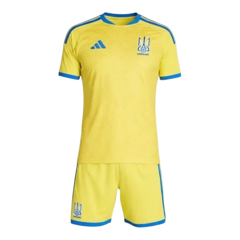 Kit Infantil Seleção Ucrânia I 26/27 - Adidas - Amarelo e azul — imagem 1