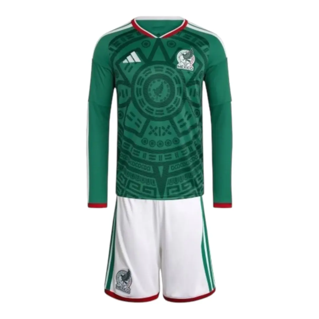 Kit Infantil Seleção México I 26/27 manga longa - Adidas - Verde e branco — imagem 1