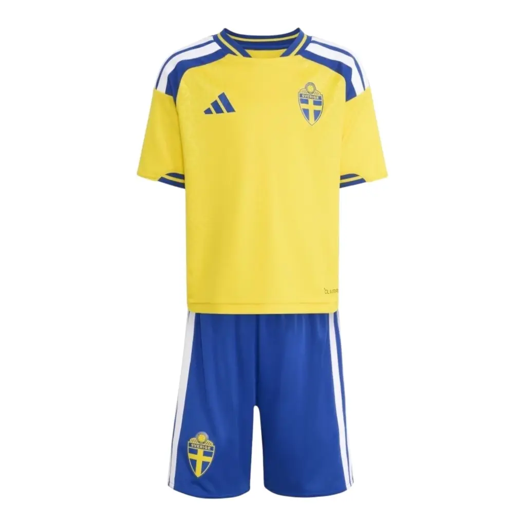 Kit Infantil Seleção Suécia I 26/27- Adidas - Amarelo e azul — imagem 1