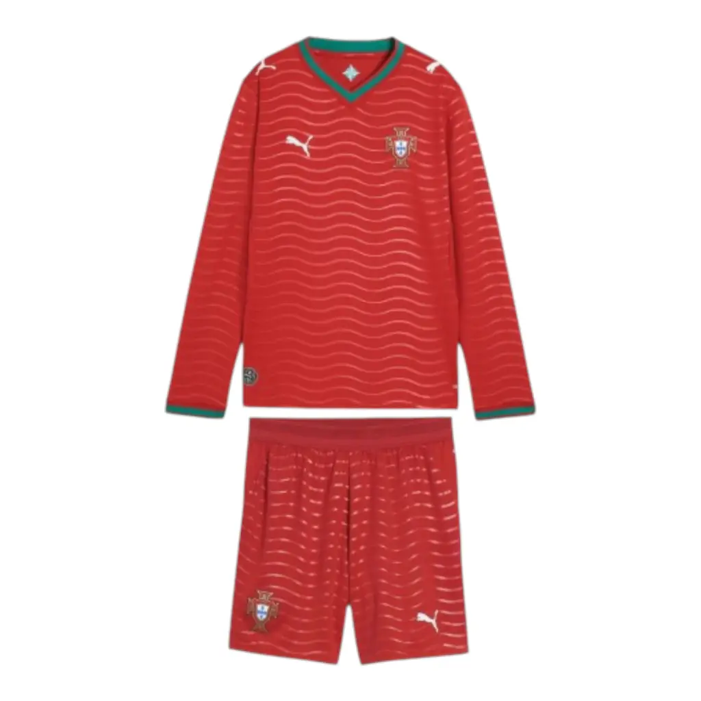 Kit Infantil Seleção Portugal I 26/27 manga longa - Puma - Vermelho — imagem 1