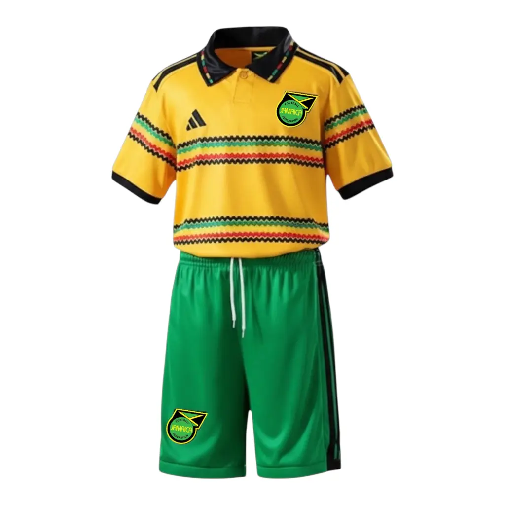 Kit Infantil Seleção Jamaica I 26/27 - Adidas - Amarelo e verde — imagem 1