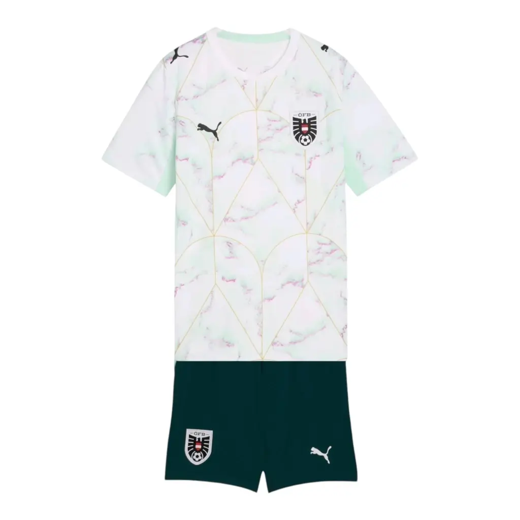 Kit Infantil Seleção Áustria II 26/27 - Puma - Branco e verde — imagem 1