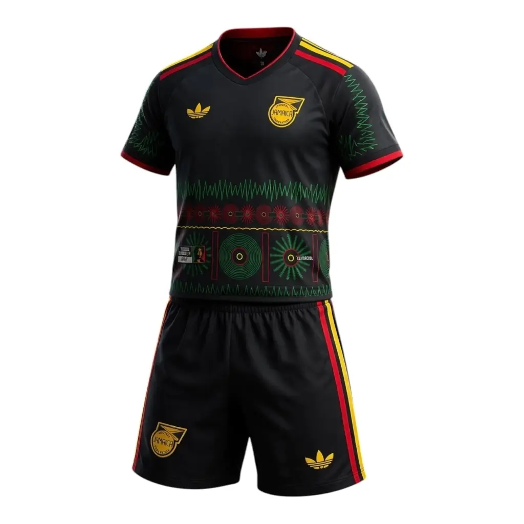 Kit Infantil Seleção Jamaica II 26/27 - Adidas - Preto — imagem 1
