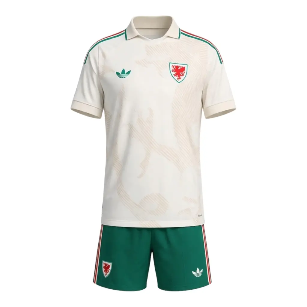 Kit Infantil Seleção País de Gales II 26/27- Adidas - Bege e verde — imagem 1