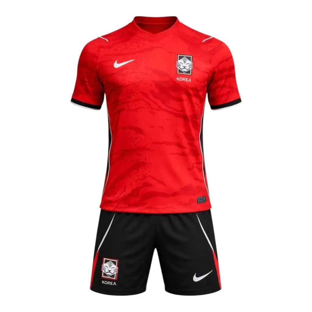 Kit Infantil Seleção Coréia do Sul I 26/27 - Nike - Vermelho e preto — imagem 1