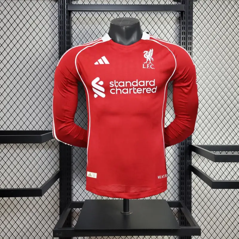 Camisa Liverpool 25/26 - Jogador Manga Longa Adidas - Vermelha