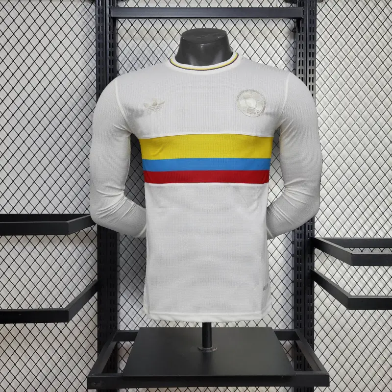 Camisa Seleção Colômbia 100 anos 2025 - Jogador Manga Longa Adidas - bege