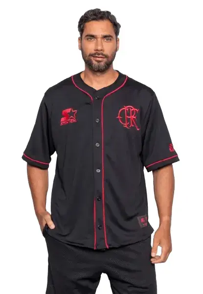 CAMISA BASEBALL FLAMENGO CRF PRETA STARTER 2026 - Preto