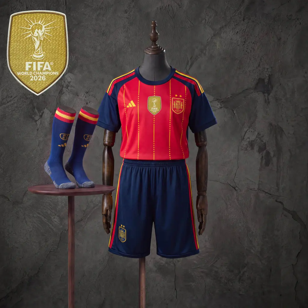 Kit Infantil Seleção Espanha I 26/27 - Adidas - Vermelho e azul — imagem 1